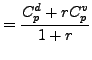 $\displaystyle = \frac{ C_p^d + r C_p^v}{1+r}$