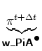 $\displaystyle \underbrace{\pi^{t+\Delta t}}_{ \mbox{{\cmssbx w\_PiA}}^{\mbox{$\bullet$}} }$