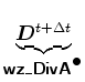 $\displaystyle \underbrace{\Dvect{D}^{t+\Delta t}}_{ \mbox{{\cmssbx wz\_DivA}}^{\mbox{$\bullet$}} }$