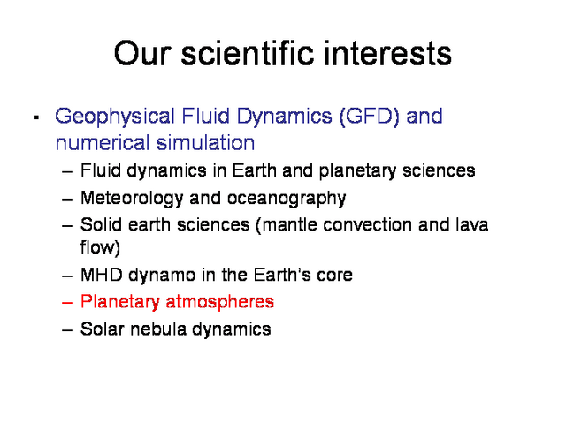 Our scientific interests