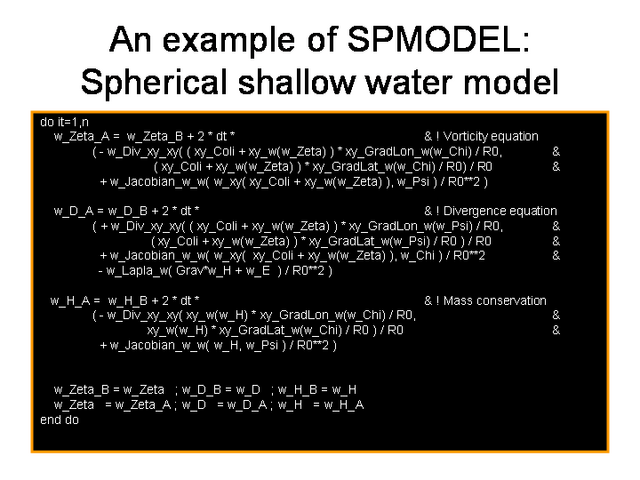 Spherical shallow water model