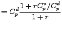 $\displaystyle = C_p^d \frac{ 1+rC_p^v/C_p^d}{1+r}$